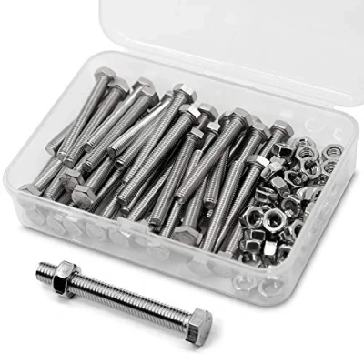 Abbildung von M5*50mm 40 Stück 304 Edelstahl Sechskantschrauben Bolzen und Muttern set, Maschinenschrauben schrauben