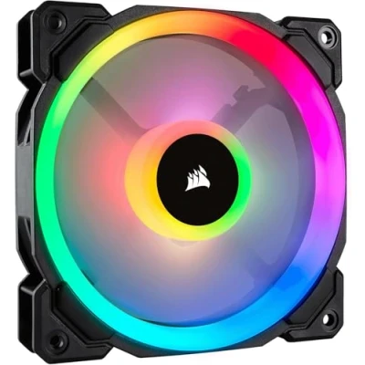 Abbildung von Corsair LL120 RGB LED PWM PC Gehäuselüfter (120mm Dual Licht Loop LED, Dreierpack mit Lighting Node PRO) schwarz