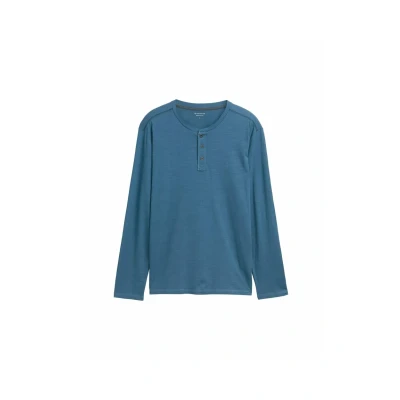 Abbildung von TOM Tailor Henley Langarm Langarmshirt, Herren, Größe: XXL, Real teal blue