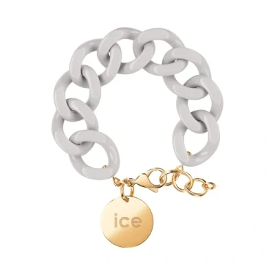 Abbildung von ICE Jewellery Chain bracelet Wind Kettenarmband mit graufarbenen XL Maschen für Frauen, geschlossen einer goldenen Medaille (020352)