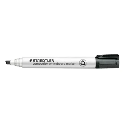 Abbildung von STAEDTLER Whiteboard Marker Lumocolor, schwarz, trocken und rückstandsfrei abwischbar, Keilspitze ca. 2 oder 5 mm, hohe Qualität Made in Germany, 10 schwarze Marker, 351 B 9