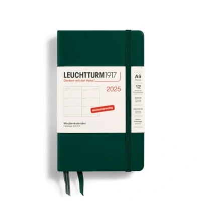 Abbildung von LEUCHTTURM1917 370554 Wochenkalender 2025, Pocket A6 Hardcover 12 Monats Planer, 80 g, liniert Forest Green