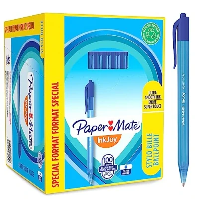 Abbildung von Paper Mate InkJoy 100RT Retractable Kugelschreiber mittlere Spitze (1,0 mm) Blau 100 Stück