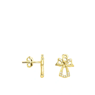 Abbildung von SOFIA MILANI Damen Ohrringe 925 Silber vergoldet/golden &amp; mit Zirkonia Steinen Engel Ohrstecker E2333