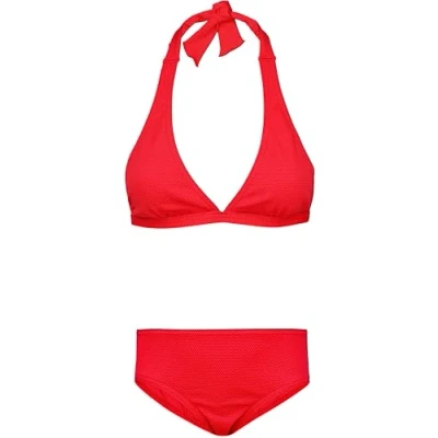 Abbildung von Aquarti Mädchen Bikini Set Bustier Bikinislip Zweiteiliger Badeanzug, Farbe: Zum Binden Jacquard Punkte Rot, Größe: 152