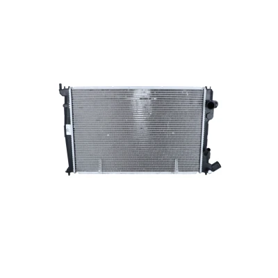 Abbildung von NRF 509602 Kühler, Motorkühlung Aluminium 608 396 34 mit Anbauteilen Kühlrippen gelötet
