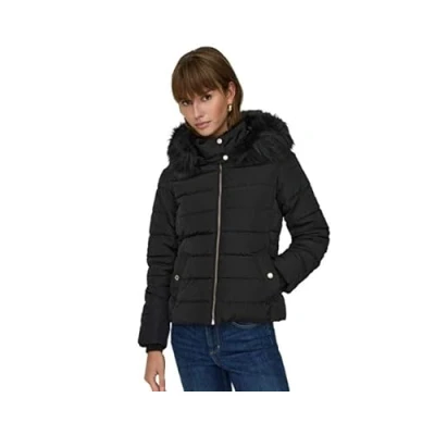 Abbildung von ONLY Damen ONLNEWCAMILLA Hood Jacket CC OTW Jacke, Black/Detail:Black FUR, XS