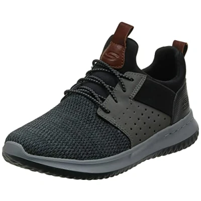 Abbildung von Skechers Herren Delson Camben Sneaker, Black Gray Mesh W Synthetic, 39 EU