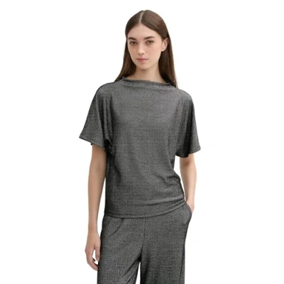 Abbildung von TOM Tailor Denim MIT FLEDERMAUSÄRMELN Tshirt print, Damen, Größe: Medium, Black glitter