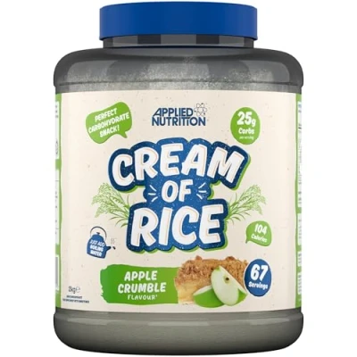 Abbildung von Applied Nutrition Cream of Rice Hochwertiges Kohlenhydrat Ergänzungsmittel, Energiequelle für Frühstück und Snacks, leicht verdaulich, wenig Zucker, Fett, vegan (2kg, Apple Crumble)