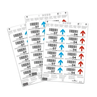 Abbildung von Durable Einsteckschilder 100 x 38 mm für Etikettentaschen, 240 Etiketten auf A4 Bögen, weiß, 102202