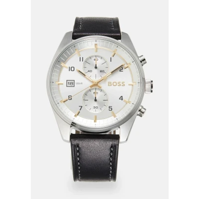 Abbildung von BOSS Skytraveller Chronograph black/silvercoloured, Herren, Größe: One Size, Black/silver coloured