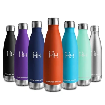 Abbildung von Edelstahl Trinkflasche 500ml, Thermoskanne BPA Frei, Kohlensäure Geeignet, Metall Isolierflasche, Thermosflasche Doppelwandig für Camping, Kinder, Fitness, Sprudel, Sport, Reisen, Jungs, Mädchen
