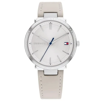 Abbildung von Tommy Hilfiger Analog Quarzuhr für Damen mit Graues Lederarmband 1782410
