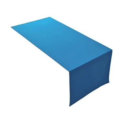 Abbildung von Lemos Home Hochwertiger Tischläufer Tischwäsche aus 100% Baumwolle Kollektion Konzept, Farbe &amp; Größe wählbar (Tischläufer 30x100cm, Himmelblau)