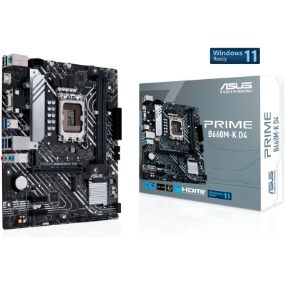 Abbildung von ASUS PRIME B660M K D4 Gaming Mainboard Sockel Intel LGA 1700 (Intel B660, mATX, DDR4 Speicher, PCIe 4.0, 2x M.2, Lighting Control)