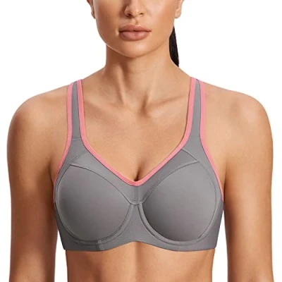 Abbildung von SYROKAN Damen Sport BH Starker Halt Bügel Push Up Ringerrücken Gepolstert Fitness Mehrfarbig #2 80C