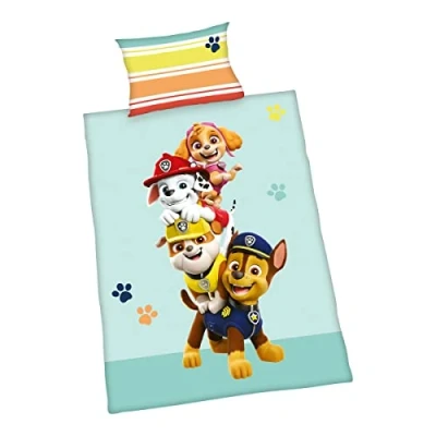 Abbildung von Herding Paw Patrol Bettwäsche Set, Made in Green, Kopfkissenbezug 40 x 60 cm Mit Hoteleinschlag, Bettbezug 100 135cm, leichtläufigem Reißverschluss, 100% Baumwolle/Renforcé