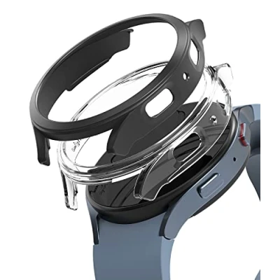 Abbildung von Ringke Slim Case [2 Stück/44MM] Kompatibel mit Samsung Galaxy Watch 5 44mm Hülle Hart PC Cover Keine Schutzfolie Clear &amp; Black