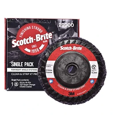 Abbildung von Scotch Brite Clean and Strip XT Pro Disc Rost und Farbabisolierscheibe 11,4 cm Durchmesser x 5/8 11 Schnellwechselgewinde extra grobes Siliziumkarbid 1 Stück