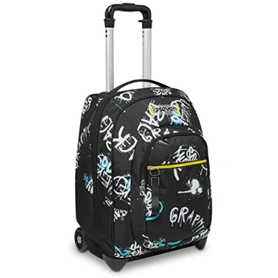 Abbildung von Seven TROLLEY, 2 in 1, Schulranzen mit Rollen, Rucksack Trolleyfunktion für Kinder, ab 1. Klasse, Schule, Reisen, Mädchen&amp;Jungen, schwarz, ABSTRACT GRAFFITI