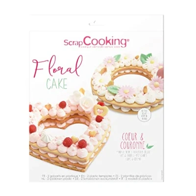 Abbildung von ScrapCooking Floral Cake Schablone Für Herz und Krone Kuchen, Number Stil Geburtstage, Feiern Backzubehör Form 3916