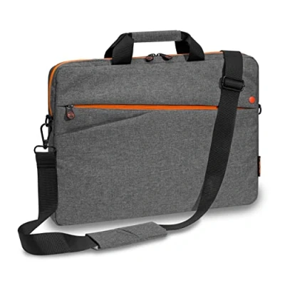 Abbildung von Pedea Laptoptasche Fashion Notebook Tasche bis 17,3 Zoll (43,9 cm) Umhängetasche mit Schultergurt, grau/orange