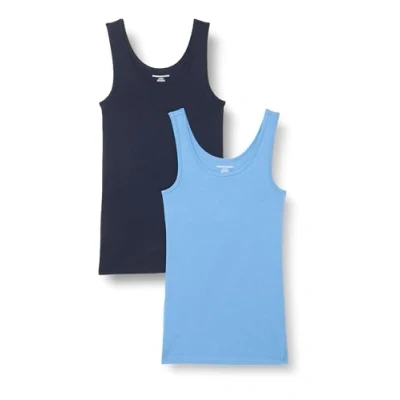 Abbildung von Amazon Essentials Damen Tanktop schlanke Passform, 2er Pack, Blau/Marineblau, XL