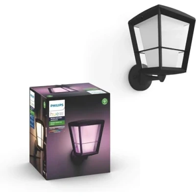 Abbildung von Philips Hue White &amp; Color Ambiance Econic Wandleuchte für den Außenbereich schwarz 1040lm, dimmbar, 16 Mio.Farben, steuerbar via App, kompatibel mit Amazon Alexa