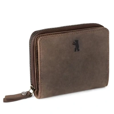 Abbildung von Berliner Bags Vintage Geldbörse Sara, Kleine Portemonnaie, Geldbeutel aus Leder, mit TüV Geprüfter RFID Schutz, inkl Geschenk Box, für Damen Braun