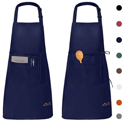 Abbildung von Viedouce 2 Pack Schürze,Wasserdicht Kochschürze mit Taschen,Verstellbarem Küchenschürze,Grillschürze,latzschürze,Küchenschürze (Marine 02)