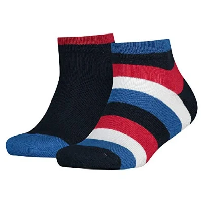 Abbildung von Tommy Hilfiger Jungen Socken TH KIDS BASIC STRIPE QUARTER, 2er Pack, Gestreift, Gr. 27 (Herstellergröße: 30), Blau (midnight blue 563)