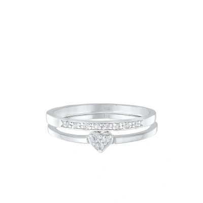 Abbildung von Elli 2 PACK Heart Ring, Damen, Größe: 54, Silber