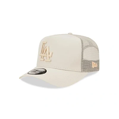 Abbildung von New Era A Frame Adjustable Trucker Cap Mesh Einsatz gebogener Schirm Beige Baseball Los Angeles Dodgers One Size