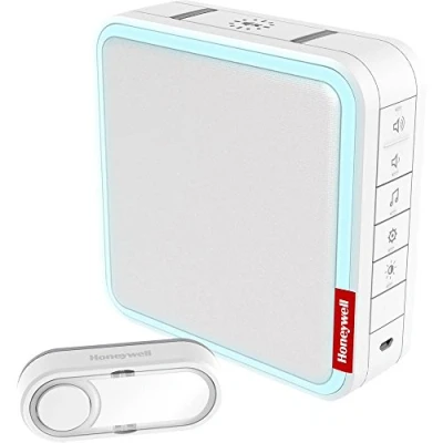 Abbildung von Honeywell Home DC917S Serie 9 Tragbar, Funk LED Gong mit Klingeltaster &amp; anpassbarer MP3 Melodie (weiß)