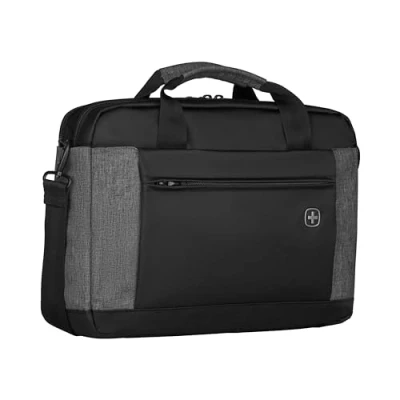 Abbildung von WENGER Underground Laptop Tasche zum Umhängen, Notebook bis 16 Zoll, Tabletfach 10 Aktentasche, Organizer, 9 l, Damen Herren, Schwarz, 601057