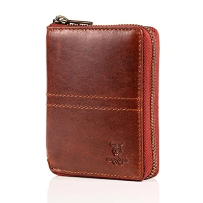 Abbildung von MATADOR Leder Damen Herren Geldbörse Portemonnaie TüV geprüfter RFID &amp; NFC Schutz Antik Vintage Braun