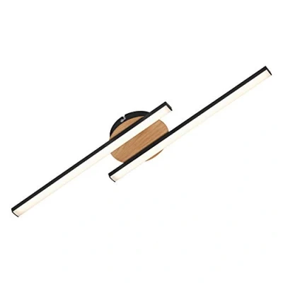 Abbildung von BRILONER Leuchten LED Deckenleuchte, Deckenlampe, 2 flammig, 12 Watt, 960 Lumen, 3.000 Kelvin, Holz Schwarz, 560x120x37mm (LxBxH)