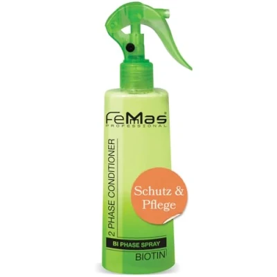 Abbildung von FemMas Bi Phase Biotin Leave In Conditioner Sprühkur 300ml I 2 Phasen Feuchtigkeitsspray Haarpflege Spray ohne Ausspülen schützend und feuchtigkeitsspendend Anti Frizz Detangler Haar Kur
