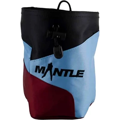 Abbildung von Mantle Chalkbag Kreidebeutel Pinchy in schwarz/hellblau/weinrot für Kletterkreide zum Bouldern und Klettern