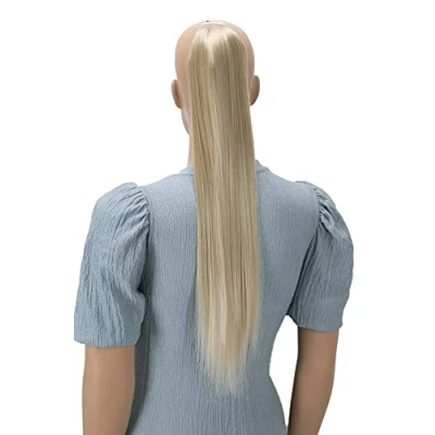 Abbildung von CAISHA 60cm Zopf mit 2 Bändern Pferdeschwanz Langhaar Extensions Haarverlängerung Haarteil Glatt Hellblond Mix HC5