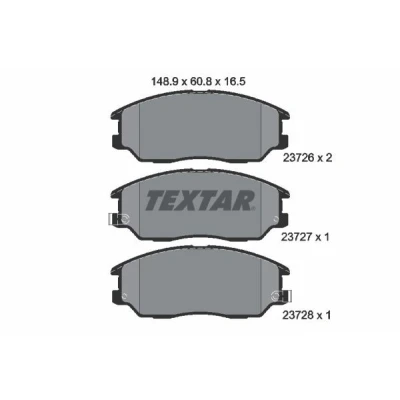Abbildung von TEXTAR 2372601 Bremsbelagsatz mit akustischer Verschleißwarnung HYUNDAI: Terracan, Terracan Box Body / SUV, SSANGYONG: RODIUS 2, KIA: Opirus