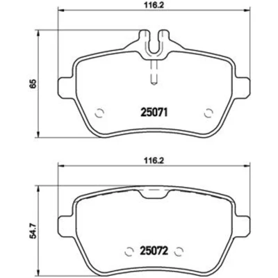 Abbildung von BREMBO P 50 103 Bremsbelagsatz für Verschleißwarnanzeiger vorbereitet mit Bremssattelschrauben Zubehör MERCEDES BENZ: SL Convertible