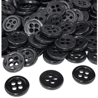 Abbildung von AERZETIX C56504 100 runde Nähknöpfe Ø11.5x2 mm mit 4 löchern Farbe Schwarz 18L L18 kunststoff Öffnung 2 kurzwaren nähen kleidung mode strickwaren dekoration
