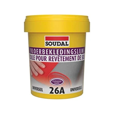 Abbildung von Soudal Bodenbelagskleber 26A für weiche Bodenbeläge wie Vinyl, Textil, PVC Linoleum Eimer 1Kg