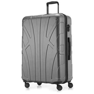 Abbildung von suitline großer Hartschalen Koffer Trolley Rollkoffer XL Reisekoffer, TSA, 76 cm, ca. 96 110 Liter, 100% ABS Matt, Silber