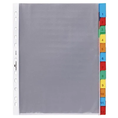 Abbildung von Durable Hüllenregister A4 12 teilig, 1 Stück, transparent mit bunten Taben, 663319