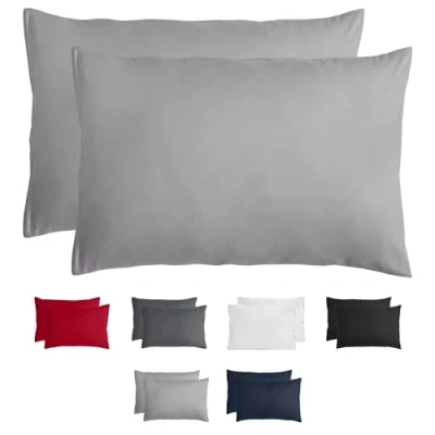 Abbildung von Komfortec Kissenbezug 50x70 cm 2er Set aus Gebürstet Mikrofaser mit Reißverschluss, Atmungskativ und Weich Grau