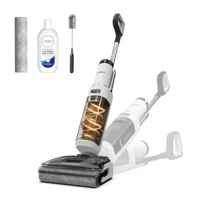 Abbildung von Tineco Floor One Stretch S6 Nass Trockensauger, 180 Flachdesign Saugwischer 13cm Liegehöhe, 70C 5min FlashDry Selbstreinigung, 3 Seitige Kantenreinigung 40min Laufzeit Reinigung unter tiefen Möbeln