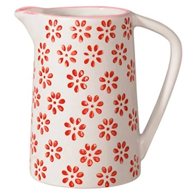 Abbildung von Bloomingville Milchkännchen Susie Retro Sahnekännchen Kännchen kleine Kanne ø 6 H 9 cm, rot, Keramik, fasst ca. 150 ml